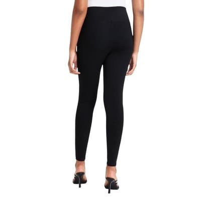 Bar III High-Waist Seamed Ponte-Knit Leggings Deep Black XS - Thumbnail 2