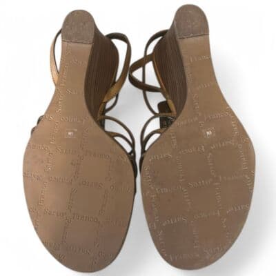 Franco Sarto Tan Leather Strappy Wedge Sandals Summer Casual Shoes 6 - Thumbnail 4