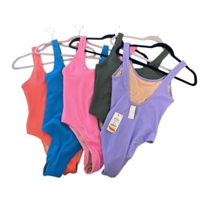 Cotton on Low-Back One-Piece Swimsuit Purple Crinkle M - Thumbnail 2