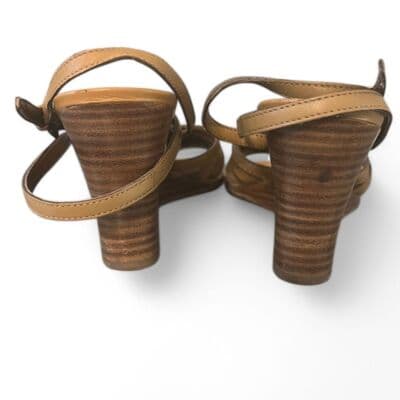 Franco Sarto Tan Leather Strappy Wedge Sandals Summer Casual Shoes 6 - Thumbnail 3