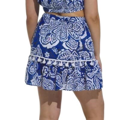 Dotti Ruffle Short Paisley Skirt Swim Cover up Medium - Thumbnail 2