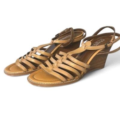 Franco Sarto Tan Leather Strappy Wedge Sandals Summer Casual Shoes 6 - Image 1