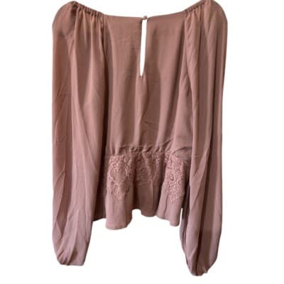 Lulus Loving Arms Taupe Lace Long Sleeve Peplum Top XL - Thumbnail 4