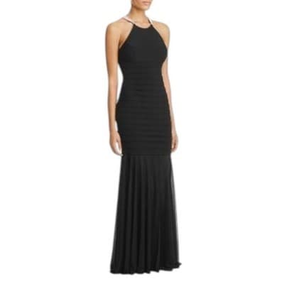 Aqua Banded Halter Evening Dress 4 - Image 1
