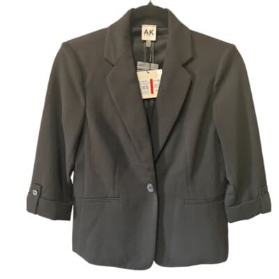AK Anne Klein Petite 3/4-Sleeve One-Button Blazer PXS - Thumbnail 4