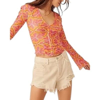 Free People Through the Meadow Ruched V Neck Blouse XS - Image 1