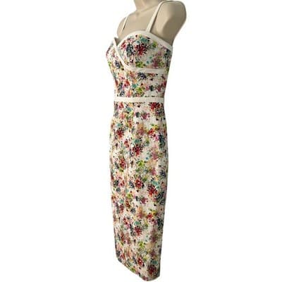 Black Halo Daria Floral Print Dress Sleeveless Sheath Cocktail Party Size 4 - Thumbnail 3