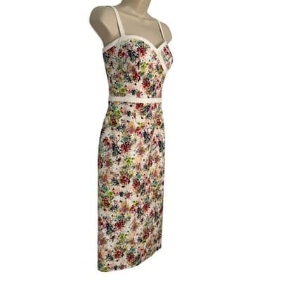 Black Halo Daria Floral Print Dress Sleeveless Sheath Cocktail Party Size 4 - Thumbnail 2