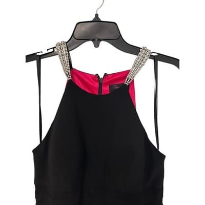 Aqua Banded Halter Evening Dress 4 - Thumbnail 2