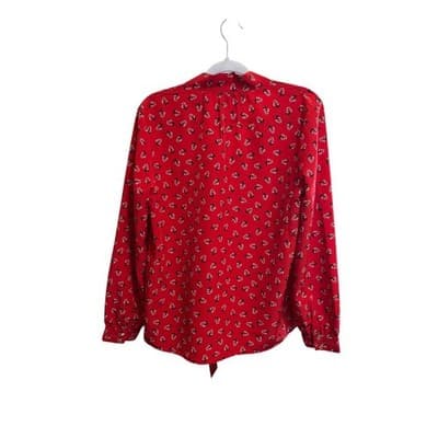 Draper James Floral Print Tie Neck Blouse Long Sleeve SIZE M - Thumbnail 3