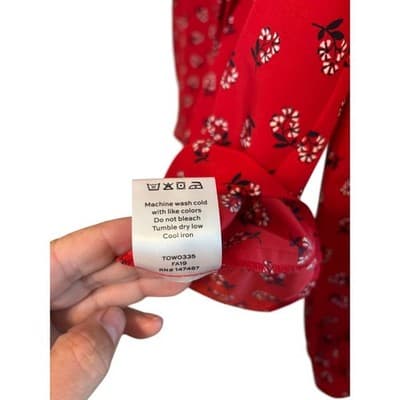 Draper James Floral Print Tie Neck Blouse Long Sleeve SIZE M - Thumbnail 6