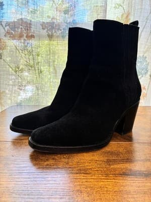 PAIGE Black Suede Ankle Boots with Block Heel 7 - Thumbnail 2