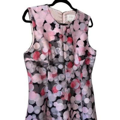 Kate Spade Bubbles Upon Bubbles‎ Silk Dress Pink Black 14 - Thumbnail 4