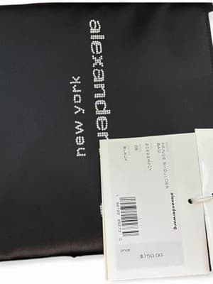 Alexander Wang Black Satin Fringe Black Logo Shoulder Bag 2022 - Thumbnail 2