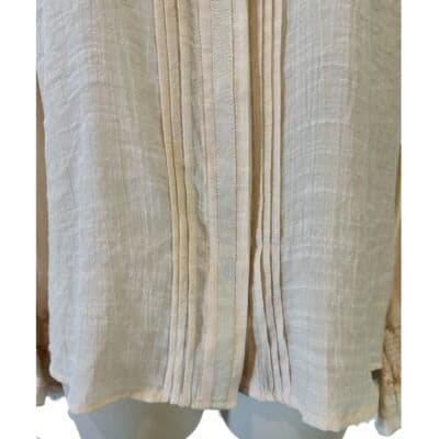 Spanner Tapestry Light Beige Ruffled Collar Blouse Elegant Long Sleeve Top 10 - Thumbnail 3