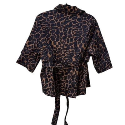 Luii Animal Print Trench Coat Belted 3/4 Sleeve Jacket Medium - Thumbnail 2