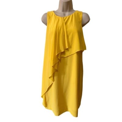 Ali Ro Yellow Silk Dress Sleeveless Party Cocktail Ruffle Size 6 - Image 1