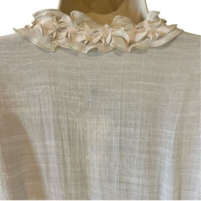 Spanner Tapestry Light Beige Ruffled Collar Blouse Elegant Long Sleeve Top 10 - Thumbnail 8