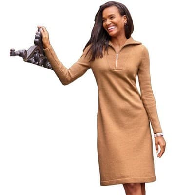 Talbots Sweater Dress Knit Pullover 1/2 Zip Collared Long Sleeve Small - Image 1