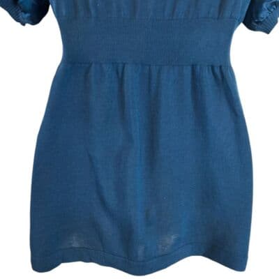 BCBGMAXAZRIA Elegant Blue Puff Sleeve V-Neck Silk Blend Top Women's S - Thumbnail 8