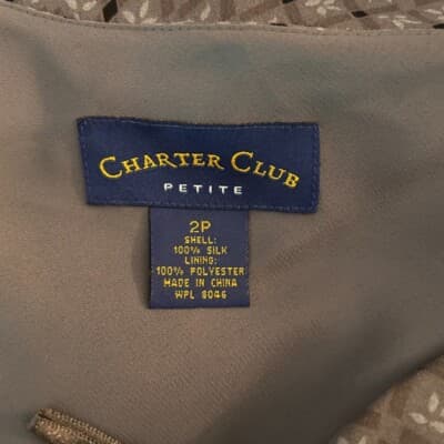 Charter Club Silk Dress Sleeveless Cowl Neck Diamond Pattern Petite 2P - Thumbnail 4