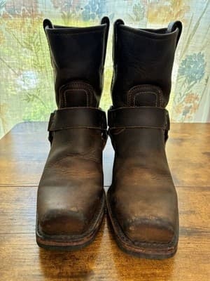 Frye Dark Brown Leather Harness Boots 7.5M - Thumbnail 3