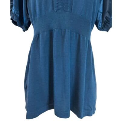 BCBGMAXAZRIA Elegant Blue Puff Sleeve V-Neck Silk Blend Top Women's S - Thumbnail 3