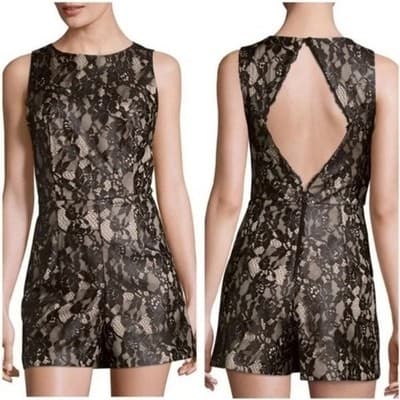 NWT Alice+Olivia Ashleigh Lace Romper Sleeveless Open Back - Image 1