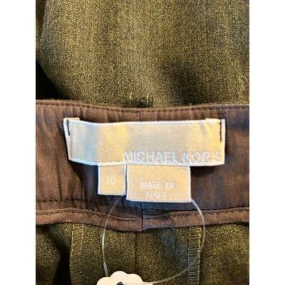 NWOT Michael Kors Olive Virgin Wool Wide Leg Trousers 10 - Thumbnail 7