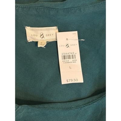 LOU & GREY One Shoulder Ruffle Dress Party Cocktail Emerald Green Size L - Thumbnail 3