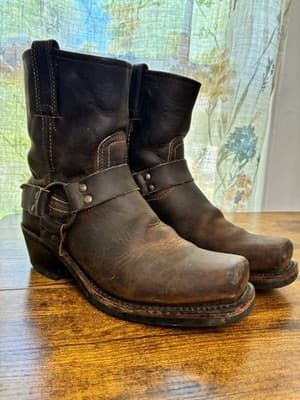 Frye Dark Brown Leather Harness Boots 7.5M - Image 1