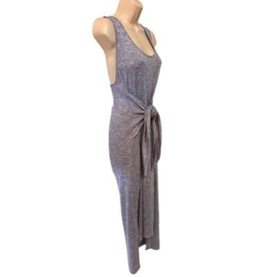 La Blanca Maxi Dress Knit Tie Waist Sleeveless Casual Heather Blue M - Thumbnail 2