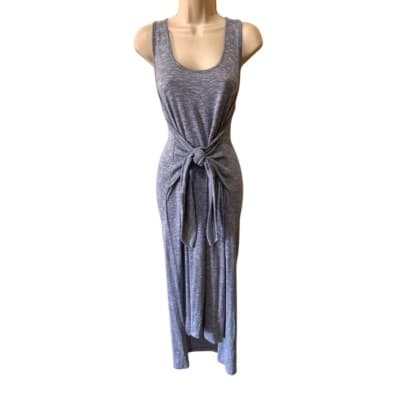 La Blanca Maxi Dress Knit Tie Waist Sleeveless Casual Heather Blue M - Image 1