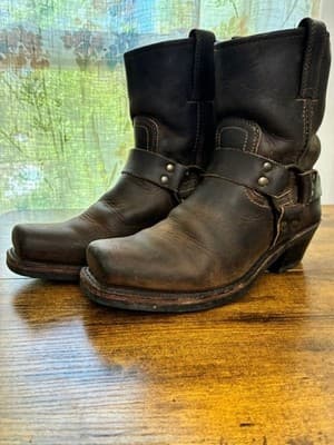 Frye Dark Brown Leather Harness Boots 7.5M - Thumbnail 2