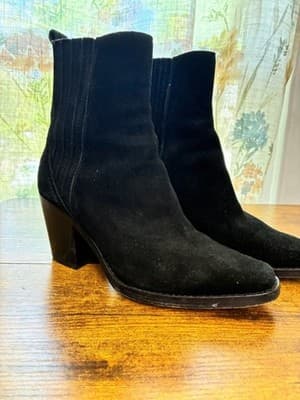 PAIGE Black Suede Ankle Boots with Block Heel 7 - Image 1