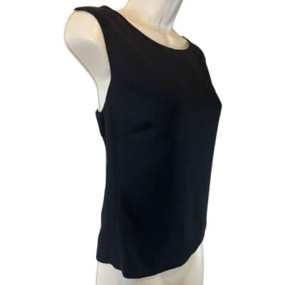 MaxMara Pure Virgin Wool Sleeveless Shell Top Classic Black Italian Luxury - Thumbnail 2
