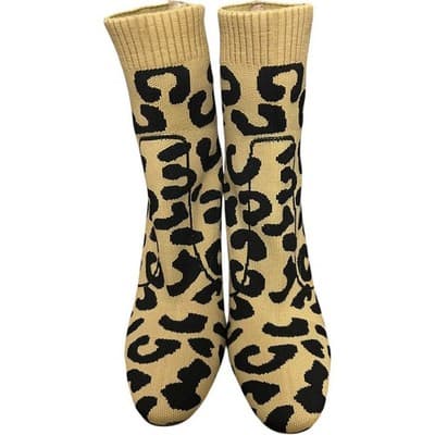 Steve Madden Leopard Print Knit Ankle Sock Boots 39/8 - Thumbnail 3