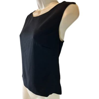 MaxMara Pure Virgin Wool Sleeveless Shell Top Classic Black Italian Luxury - Thumbnail 3