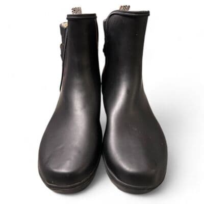 Chooka Black Wedge Rain Boots with Snake Print Strap Waterproof Ankle Booties 8 - Thumbnail 5