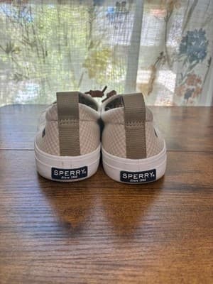 Sperry Light Beige Canvas Boat Sneakers with Brown Laces 7.5 - Thumbnail 4