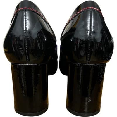 Cole Haan N!k3 Air Patent Leather Block Heel Loafers Pumps Red Stitching 8.5B - Thumbnail 5