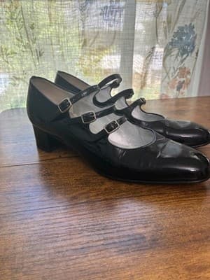 Carel Paris Patent Triple-Strap Black Mary Jane Heels Black 37.5 - Thumbnail 2