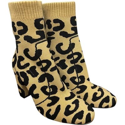 Steve Madden Leopard Print Knit Ankle Sock Boots 39/8 - Thumbnail 2