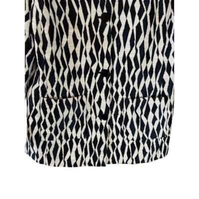 Doncaster Collection Geometric Print Button-Front Jacket Black White Pattern - Thumbnail 3