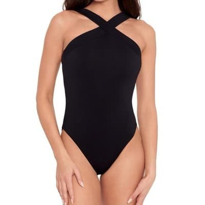 Lauren Ralph Lauren Black Crisscross High-Neck One-Piece Swimsuit - Image 1
