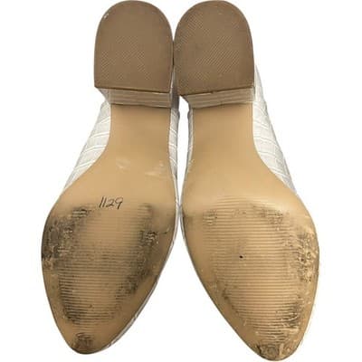 Steve Madden Rookie Pointed Toe Block Heel Ankle Boots Cream Faux Croc Bootie 8M - Thumbnail 5