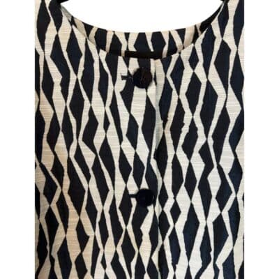 Doncaster Collection Geometric Print Button-Front Jacket Black White Pattern - Thumbnail 2