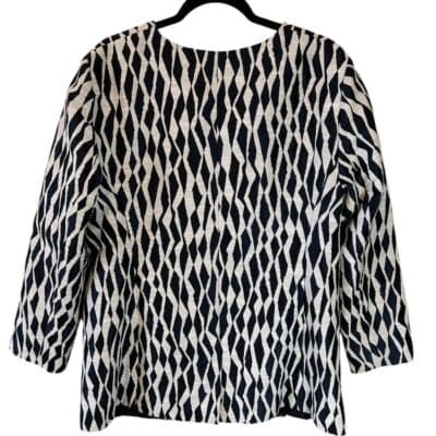 Doncaster Collection Geometric Print Button-Front Jacket Black White Pattern - Thumbnail 4
