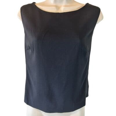 MaxMara Pure Virgin Wool Sleeveless Shell Top Classic Black Italian Luxury - Image 1