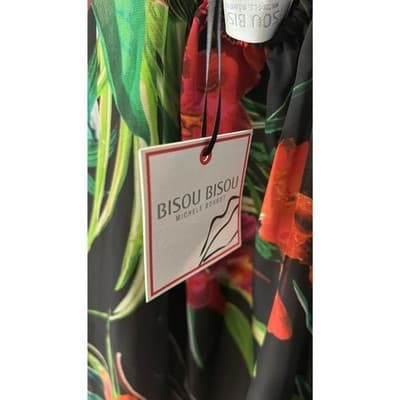 Bisou‎ Bisou Tropical Floral Halter Top Gold Chain X-Small - Thumbnail 4